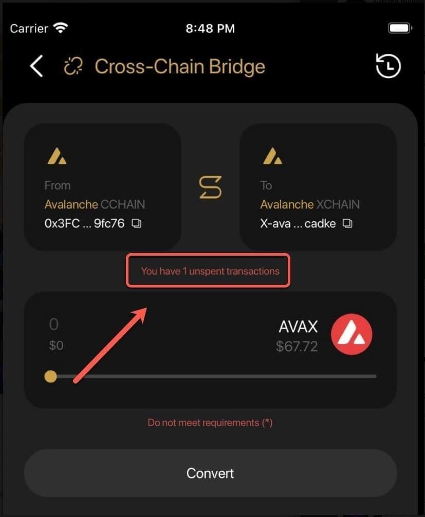 Инструкции по преобразованию AVAX C-Chain в AVAX X-Chain и наоборот