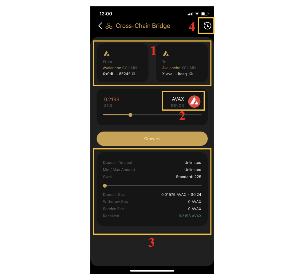 Instruksi untuk mengonversi token antar rantai melalui SpaceGate Coin98 Super App