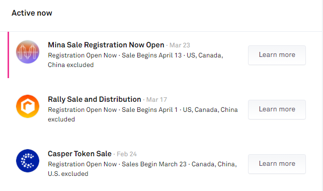 Instrucciones para comprar tokens Sale Casper y MINA en Coinlist
