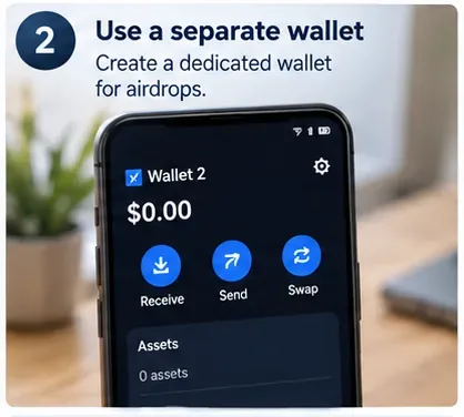 Phone showing a dedicated crypto wallet used separately from a main wallet