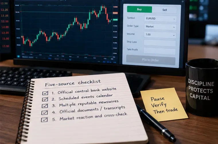 How to Verify a Surprise Central-Bank Headline Before Trading It: A Five-Source Checklist