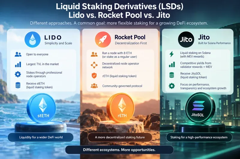 Derivados de staking líquido: Lido vs. Rocket Pool vs. Jito
