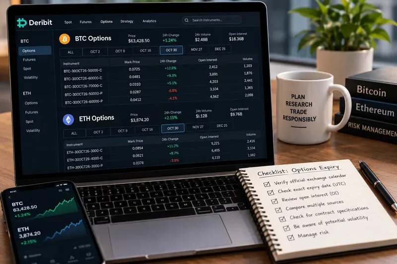 October 2026 Bitcoin and Ethereum Options Expiries: How to Verify Dates and Open Interest Safely
