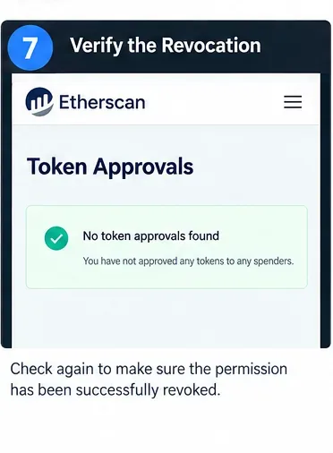 Token approval checker view showing that a previously active permission is no longer present